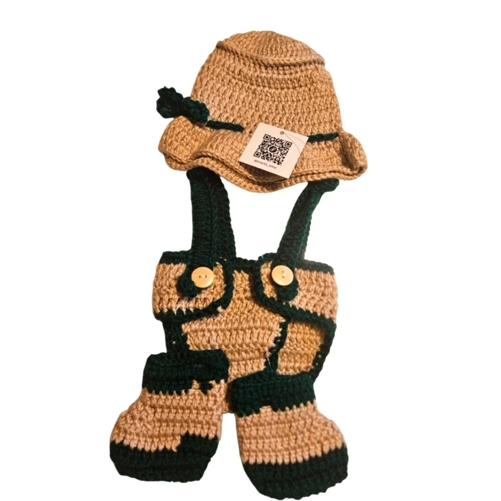 Hand Crafted Newborn 3-pc Set Crochet Photography props Hat diaper cover-up boot